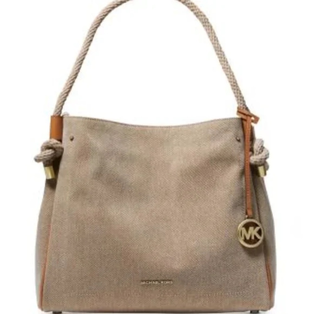 Michael Kors Isla Canvas Large Shoulder Bag - Natural Color